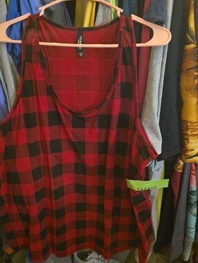 torrid Red and Black Buffalo Plaid Scoop Neck Sleep Tank. Size 2